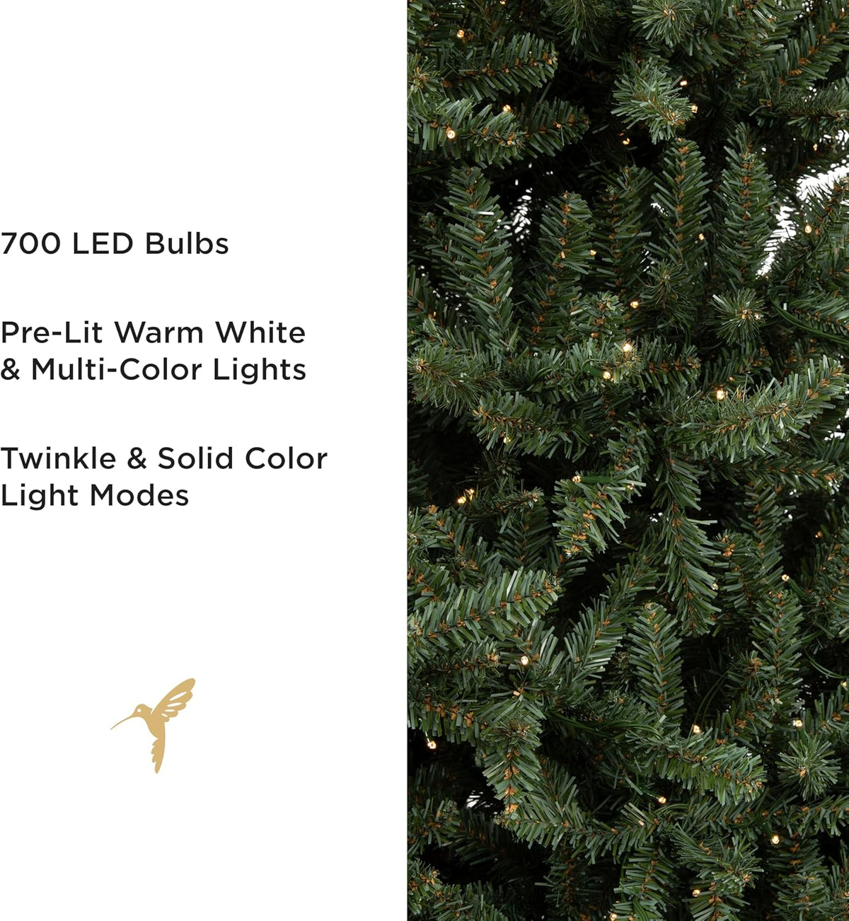 Papyrus 7 ft Pre-Lit Artificial Christmas Tree, Blue Spruce, Warm White Lights, Includes Stand and