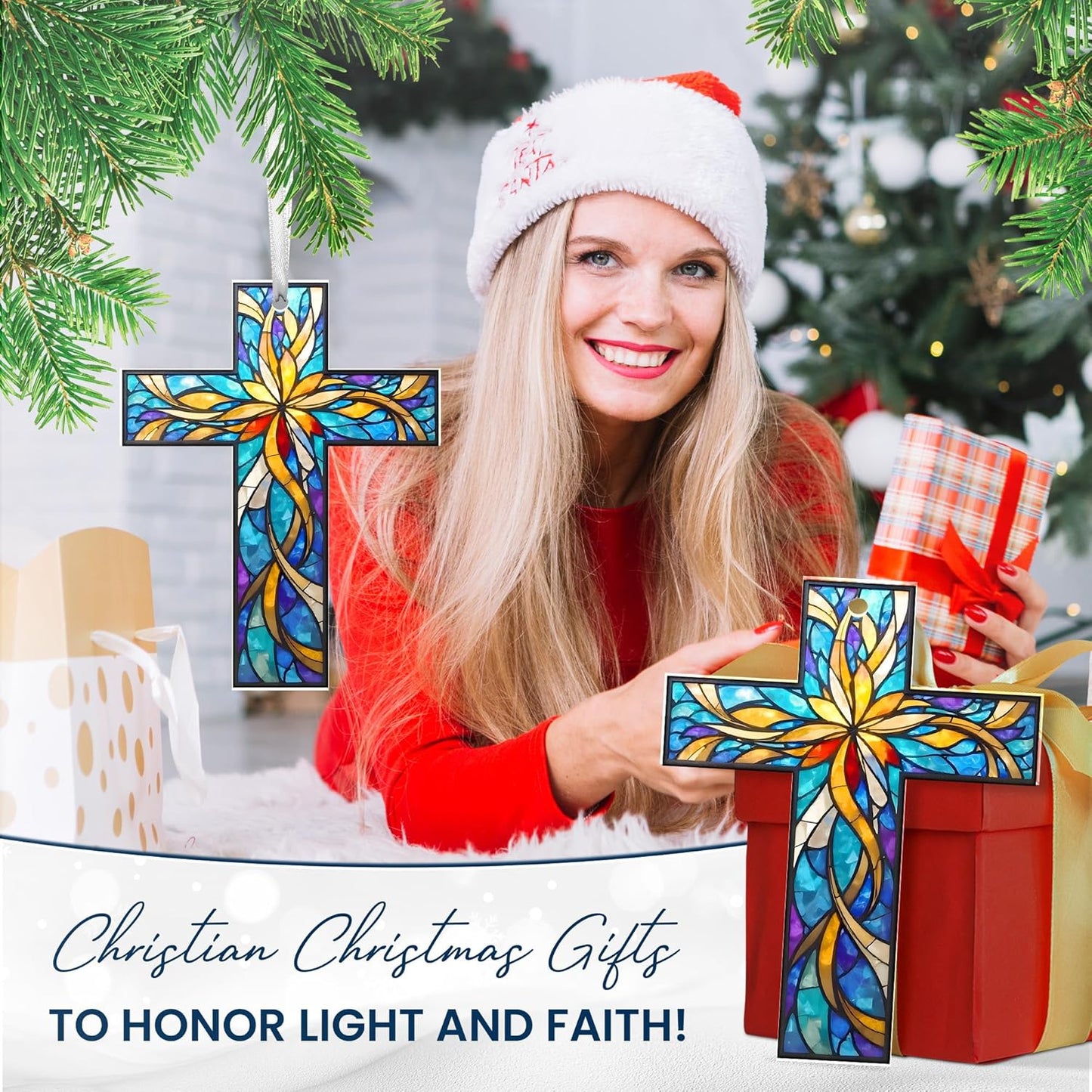 FLAGWIX Christian Gifts for Women Men - Acrylic Christmas Ornaments 2025 - Catholic Spiritual