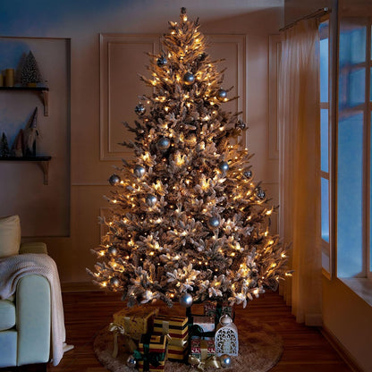 Naomi Home 6 5ft Frosted Christmas Tree with Lights Realistic Snow Flocked Christmas Tree Prelit