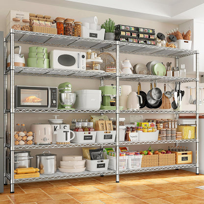 REIBII 70" W Wire Shelving Load 1500LBS, Metal Shelving 5-Tier Storage Shelves Metal Shelves for