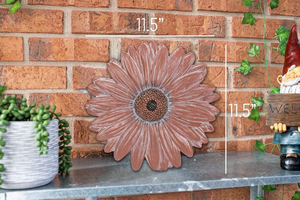 NAT & Jules Gerbera Daisy Flower Shaped Dimensional Indoor Outdoor 12 inch Cast Resin Decorative