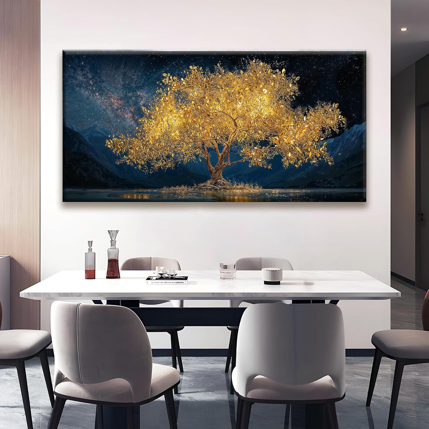 Tsomzxng Canvas Wall Art Decor Modern Large Wall Art For Living Room 29 X 58 Inches Gold Tree Of