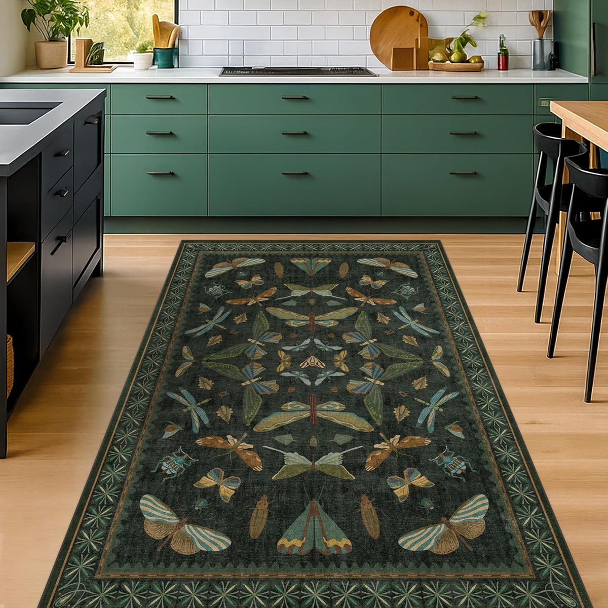 Dark Green 4x6 Washable Area Rug for Living Room, Bedroom, Large Entryway, Kitchen, Ultra Soft Non