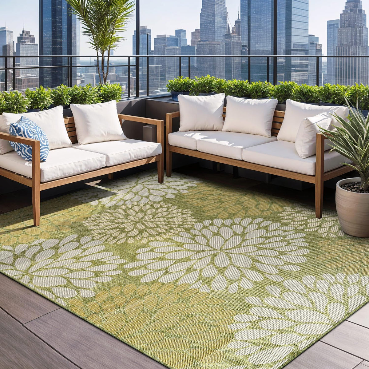 Beverly Rug Outdoor Rug 6x9 Modern Exotic Tropical Leaf Area Rugs for Indoor and Outdoor Patio Deck