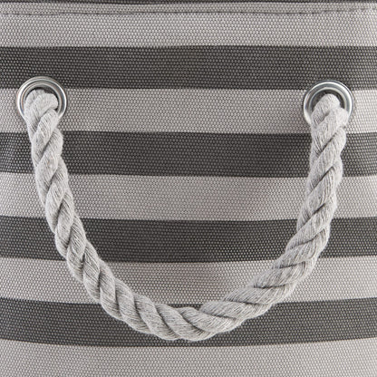 Bone Dry Pet Storage Collection Striped Paw Patch Bin, Small Round, Grayz, Medium Breeds