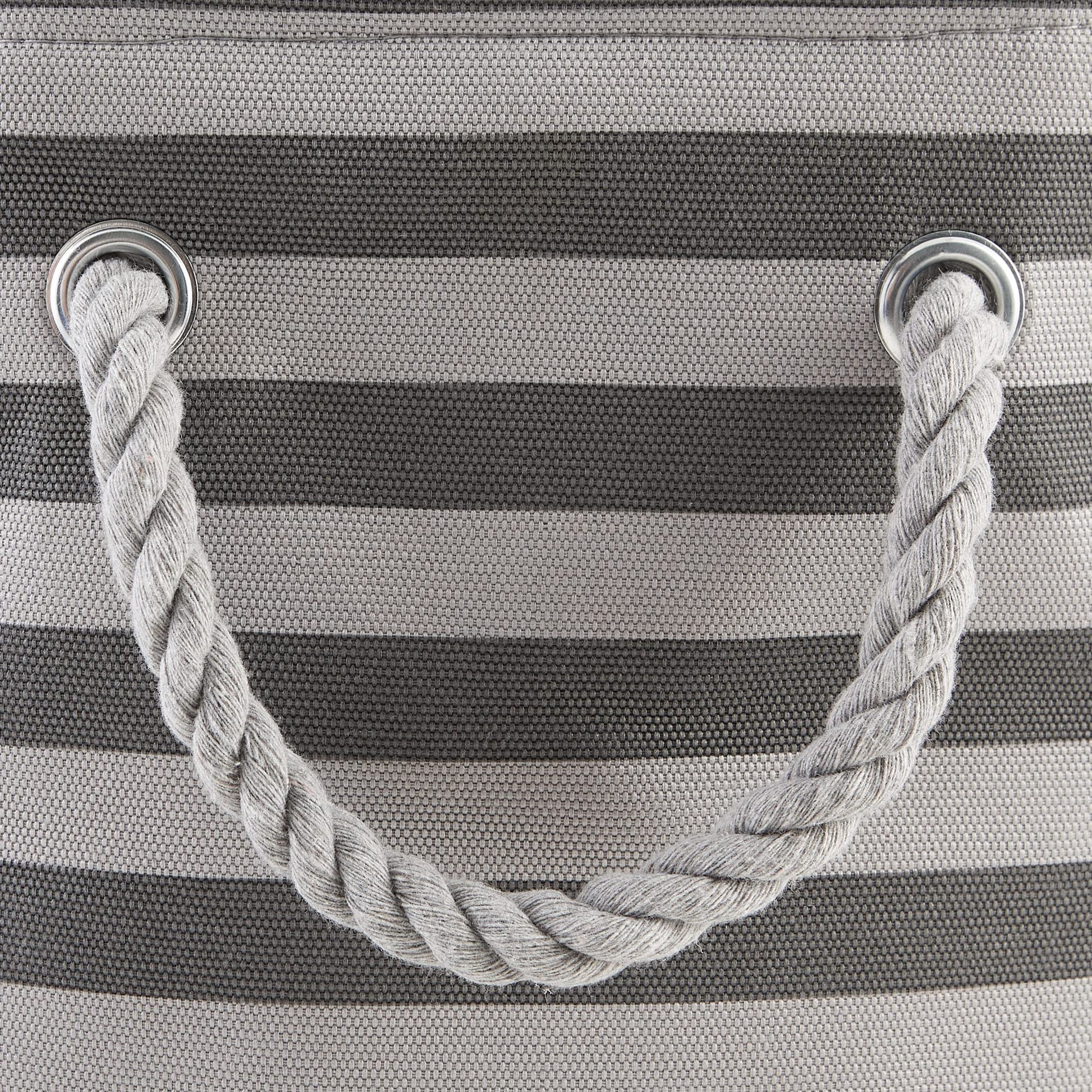 Bone Dry Pet Storage Collection Striped Paw Patch Bin, Medium Round, Gray