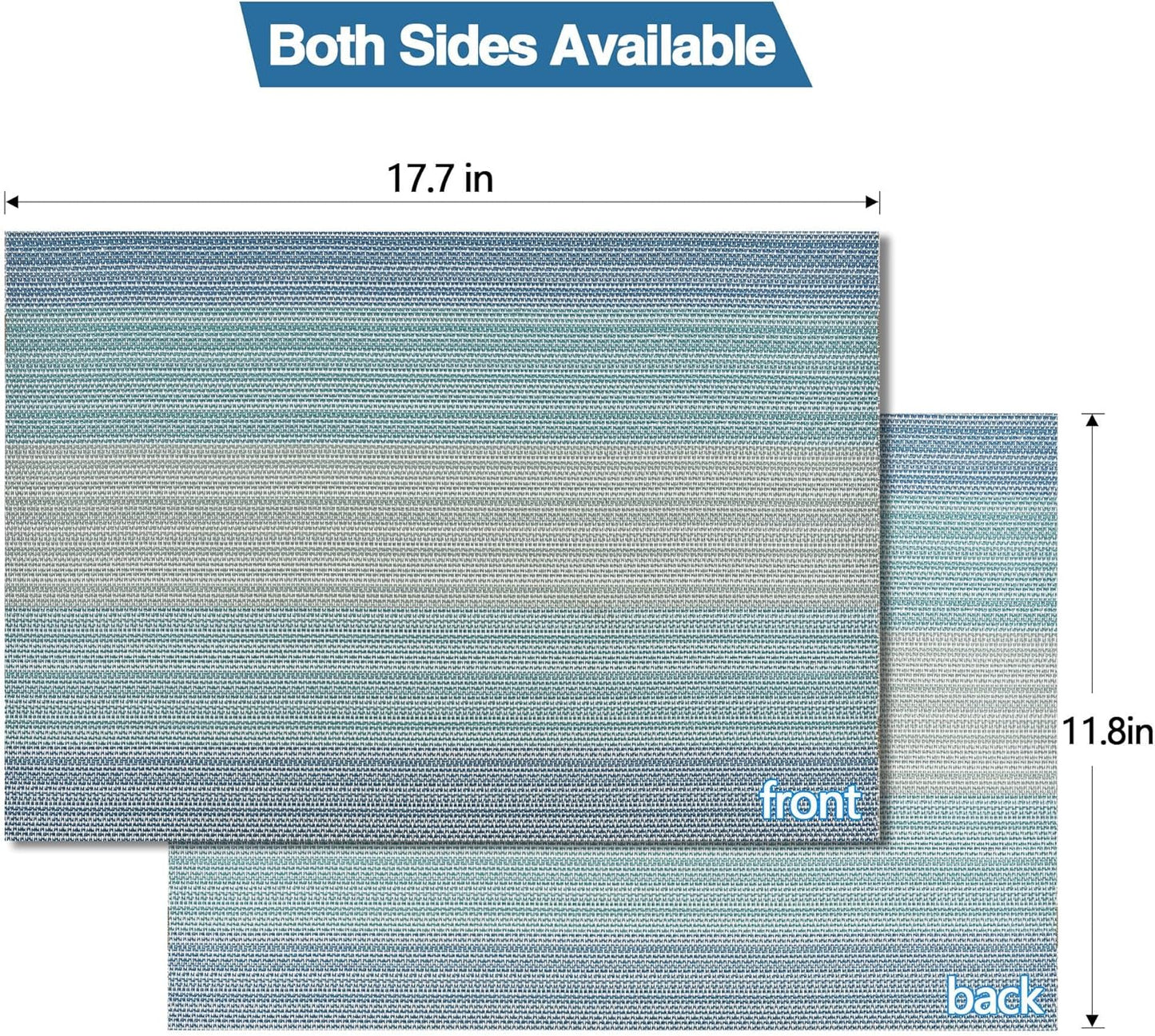 Placemats Set of 6 - Easy Clean Washable Vinyl Placemats - Wipeable Heat Resistant Table Mats for