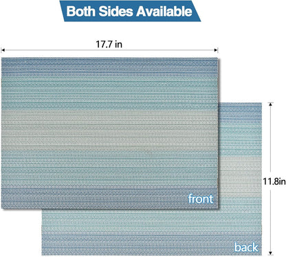 Placemats Set of 6 - Easy Clean Washable Vinyl Placemats - Wipeable Heat Resistant Table Mats for