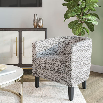 BELLEZE Accent Barrel Chair Set of 2, Linen Round Chair Club Tub Sofa Corner Chair with Flared Legs