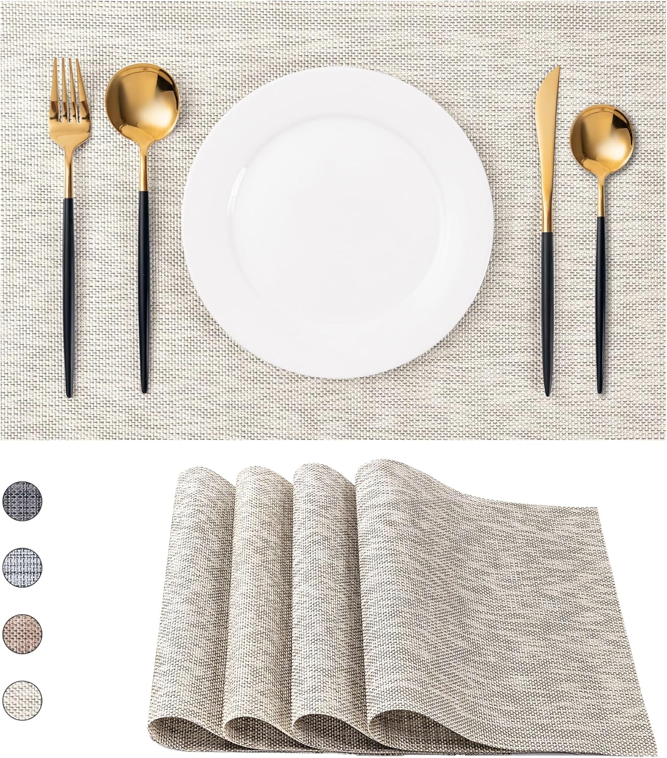 CADONO Placemats Set of 4 Washable Indoor/Outdoor Vinyl Place Mats for Dining Table Durable