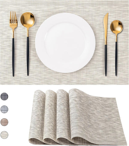 CADONO Placemats Set of 4 Washable Indoor/Outdoor Vinyl Place Mats for Dining Table Durable