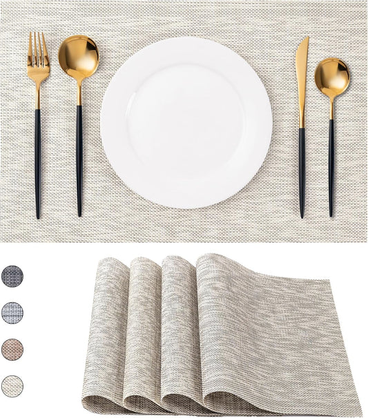 CADONO Placemats Set of 4 Washable Indoor/Outdoor Vinyl Place Mats for Dining Table Durable