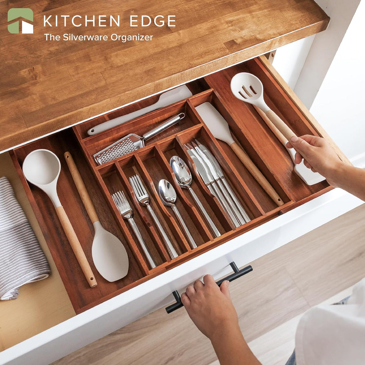 Premium Silverware, Flatware and Utensil Organizer for Kitchen Drawers, Expandable 14.5 to 25