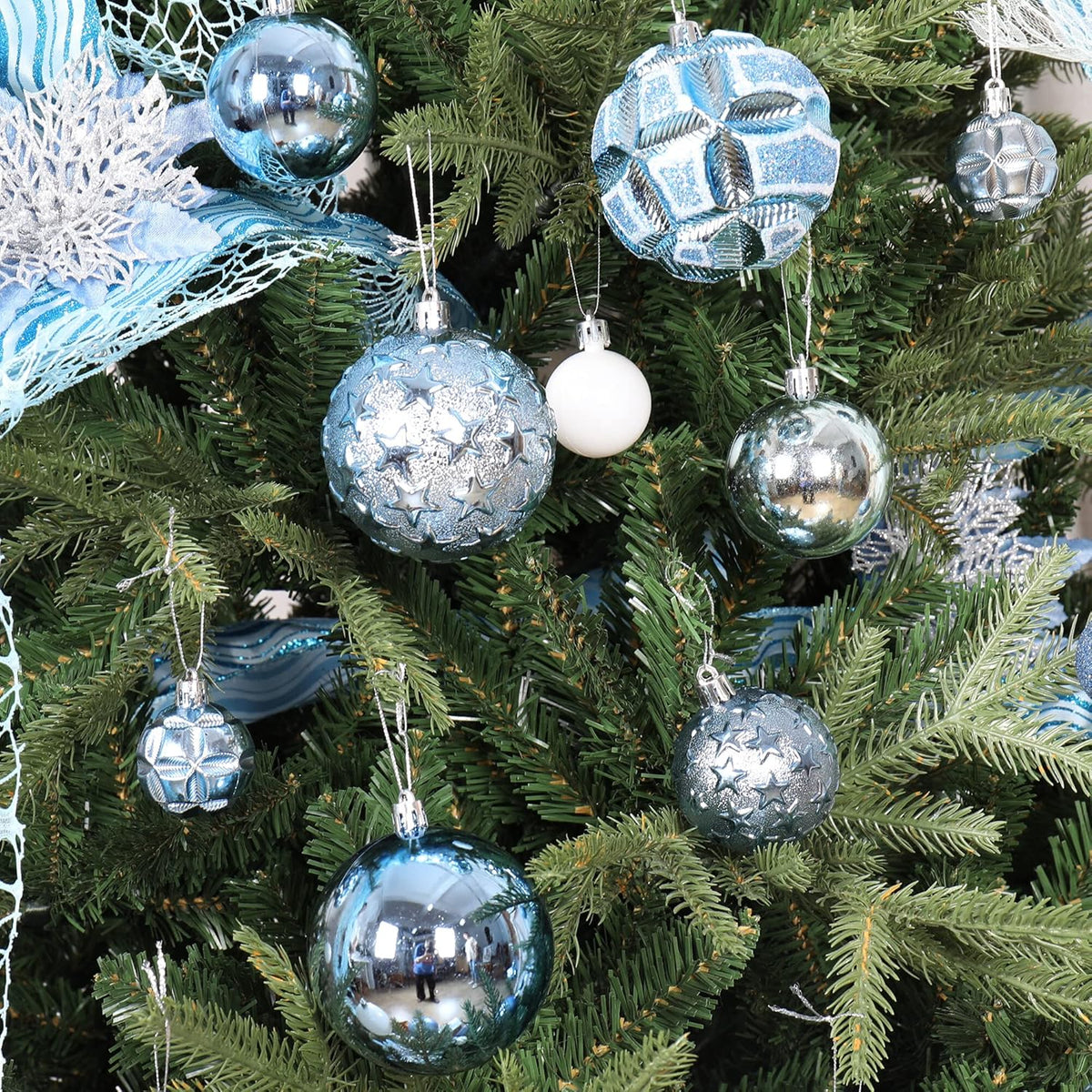 87ct Christmas Ball Ornaments Set Shatterproof Seasonal Hanging Decorations with Reusable Hand-held