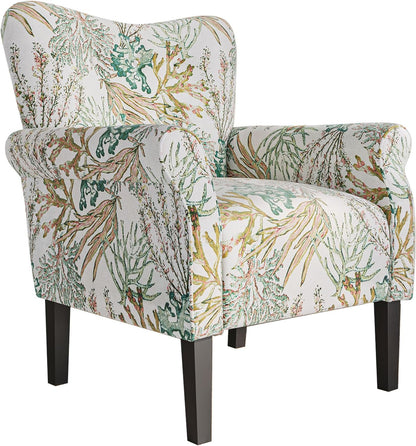 BELLEZE Modern Accent Chair for Living Room, High Back Linen Armchair with Wooden Legs, Upholstered
