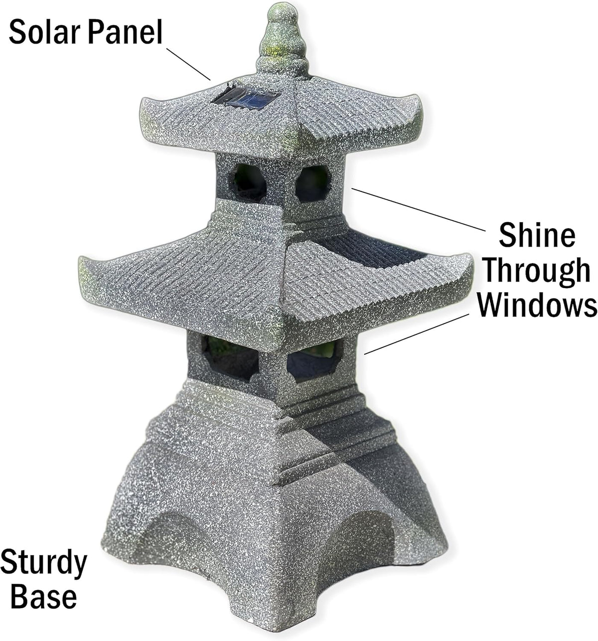 Galt International 2 Tier Pagoda Garden Statue LED Solar Powered Light 26" Tall Outdoor Zen Garden