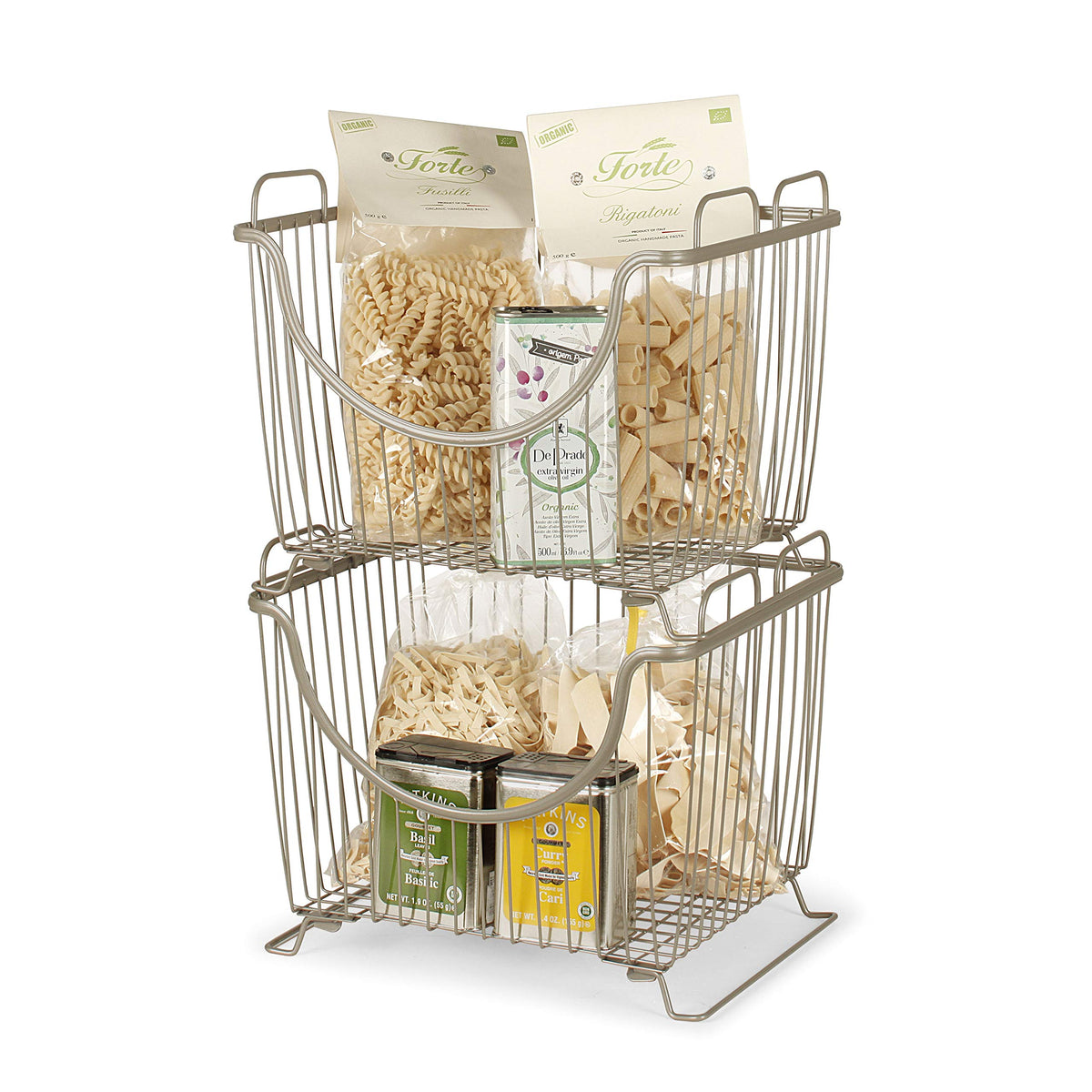 Spectrum Ashley Small Stackable Wire Baskets for Pantry & Kitchen Counter Organizer, Stacking Fruit