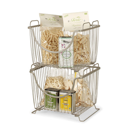 Spectrum Ashley Small Stackable Wire Baskets for Pantry & Kitchen Counter Organizer, Stacking Fruit