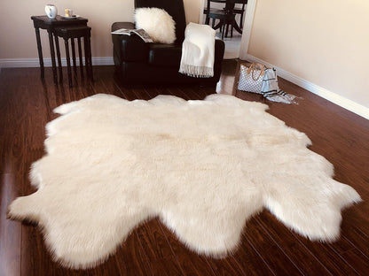 LAMBZY Faux Sheepskin Hypoallergenic Free Shape Silky Shag Rug, Luxury Shaggy Silky Plush Carpet