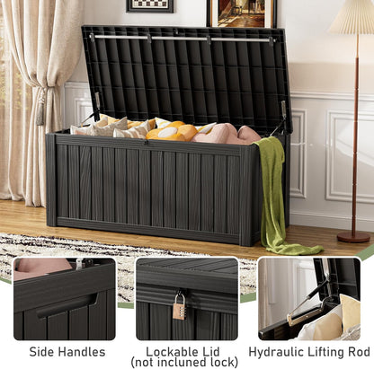 KAMABOKO Outdoor Storage Box, 120 Gallon Large Outdoor Resin Deck Box, Storage Waterproof Boxes