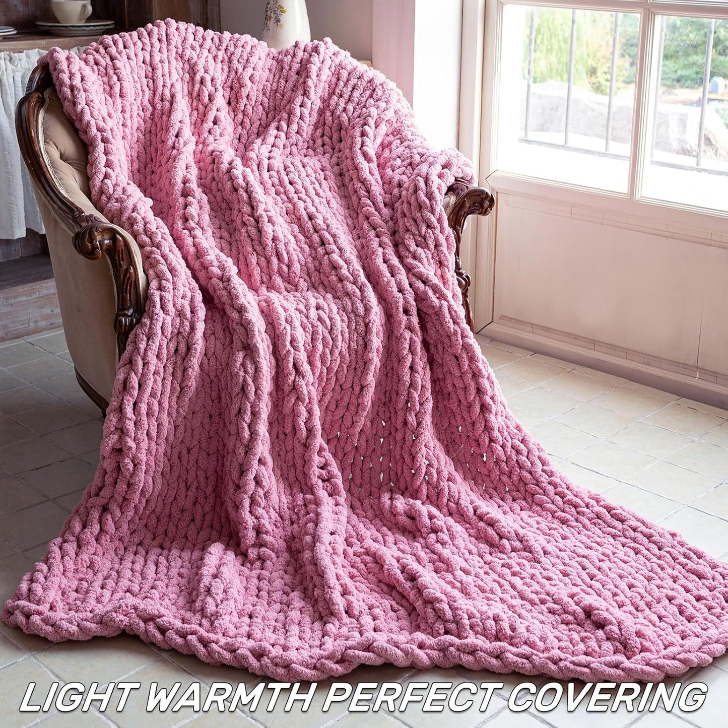 Chunky Knit Blanket - Luxury Soft Cozy 50 * 60 Throw Blanket,100% Woven Blanket Rope Knot Throw