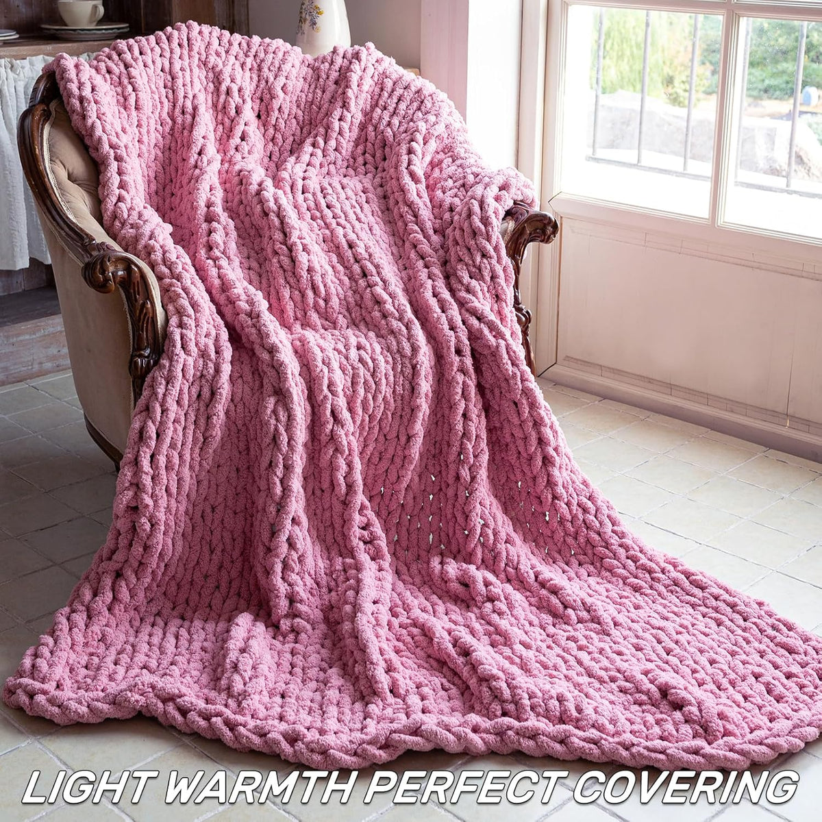Chunky Knit Blanket - Luxury Soft Cozy 60 * 80 Throw Blanket,100% Woven Blanket Rope Knot Throw