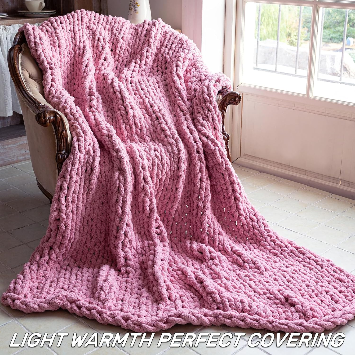 Chunky Knit Blanket - Luxury Soft Cozy 40 * 50 Throw Blanket,100% Woven Blanket Rope Knot Throw