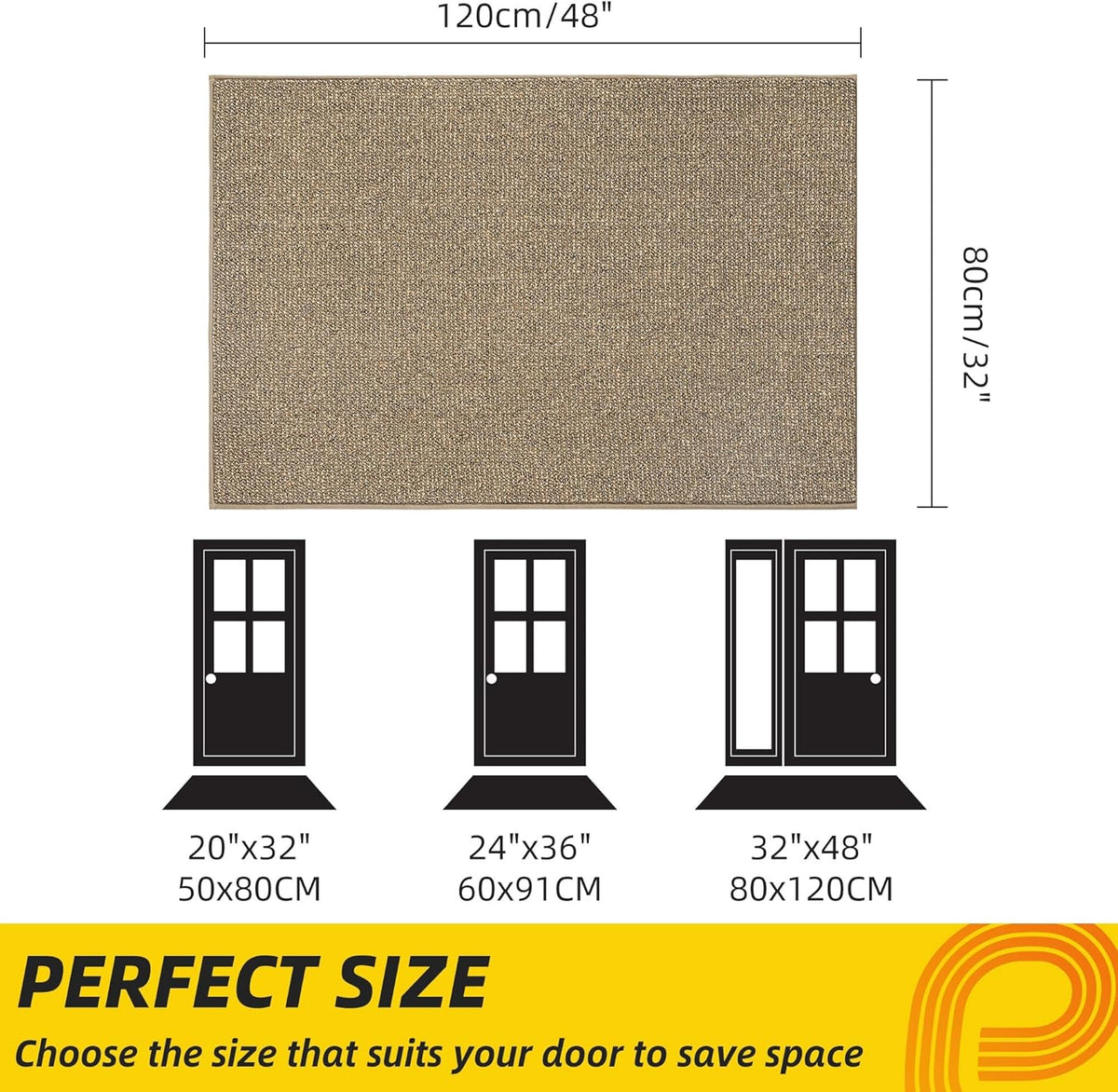 JSEI Dirt Trapper Door Mat 32"x48" Non-Slip Washable Entrance Mat, Dog Doormats, Absorbent &