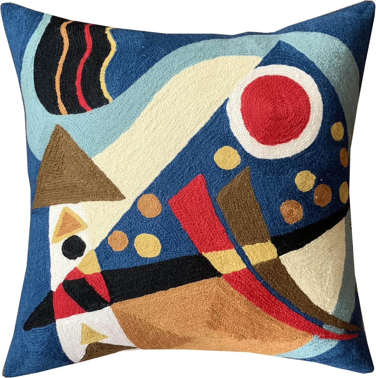 Kandinsky Blue Abstract Pillow Cover | Modern Outdoor Cushions | Mid Century Chair Cushions |