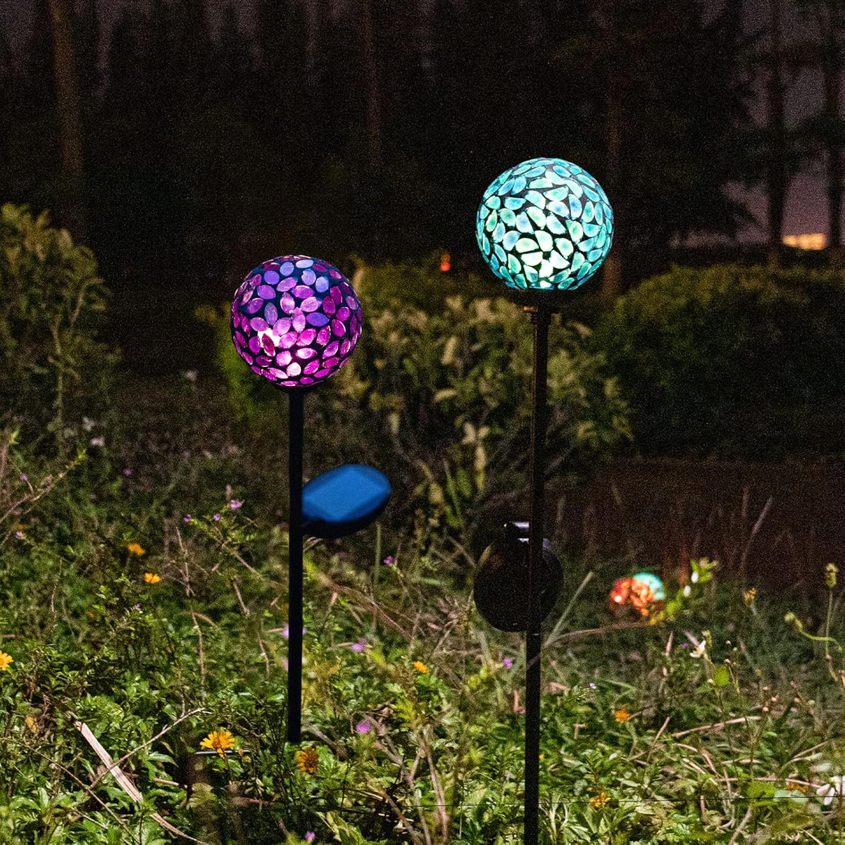 VCUTEKA Solar Garden Decorative Lights Outdoor, Mosaic Solar Light Waterproof LED Pathway Stake
