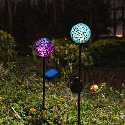 VCUTEKA Solar Garden Decorative Lights Outdoor, Mosaic Solar Light Waterproof LED Pathway Stake