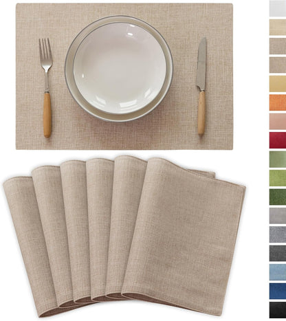 Demetex Placemats Set of 6 Heat Resistant Dining Table Mats Linen Cloth Placemats for Kitchen