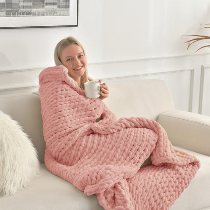 Maetoow Tighter Version Chenille Chunky Knit Blanket Throw 40×50 Inch, Handmade Warm & Cozy Blanket