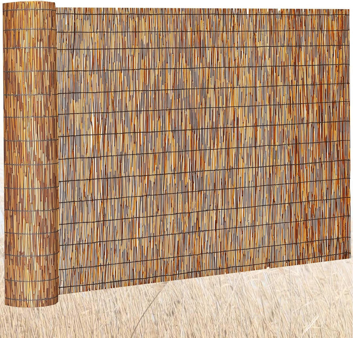 Barydat 1 Pcs 4 x 16.4 ft Bamboo Privacy Screen, Reed Fence Roller Patio Decorative Fences Reed