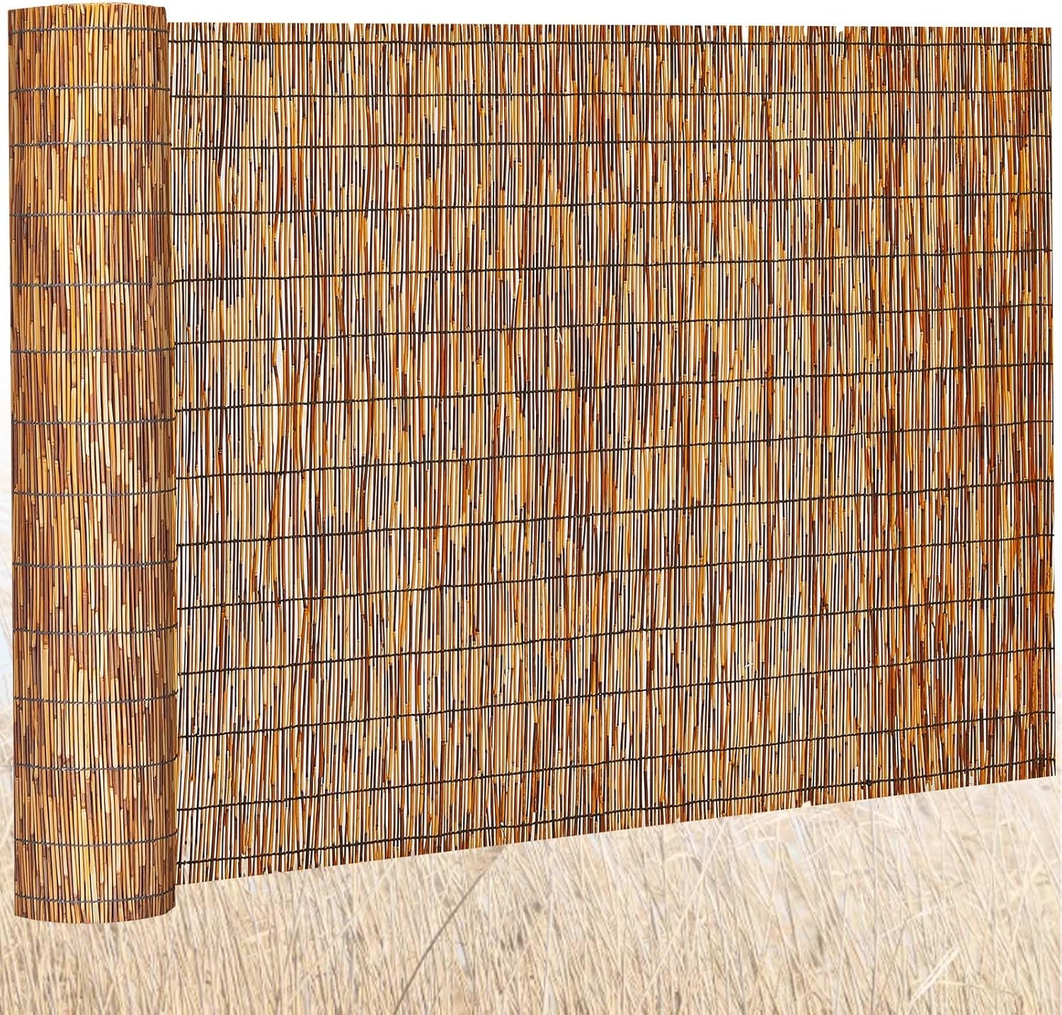 Barydat 1 Pcs 4 x 16.4 ft Bamboo Privacy Screen, Reed Fence Roller Patio Decorative Fences Reed