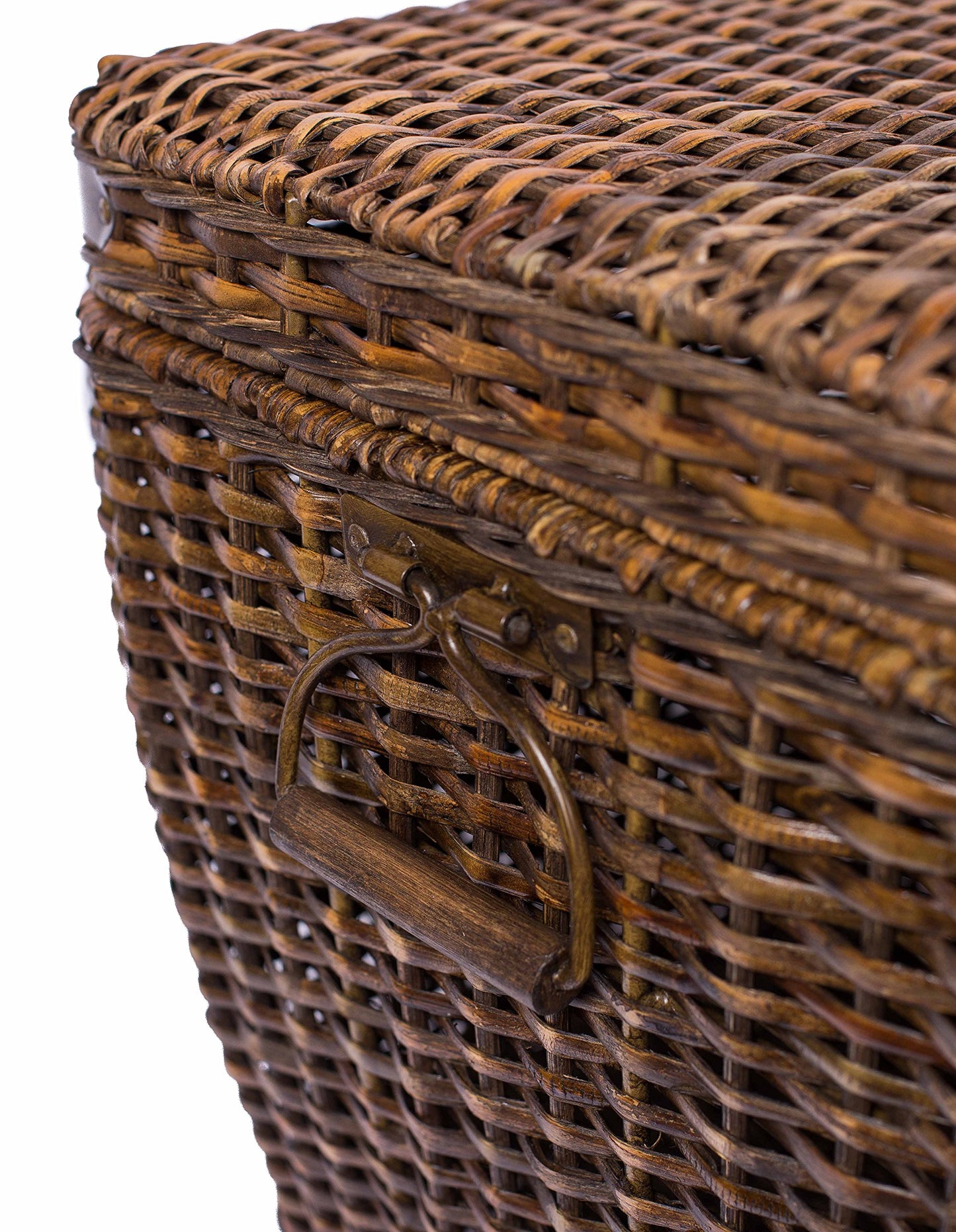 BIRDROCK HOME Rattan Peel Storage Cube | Removable Lid | Spacious Interior Basket | Organizer Bin |