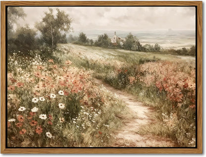 Vintage Framed Wall Art for Living Room – Vintage Wildflower Pictures Oil Paintings Canvas Prints