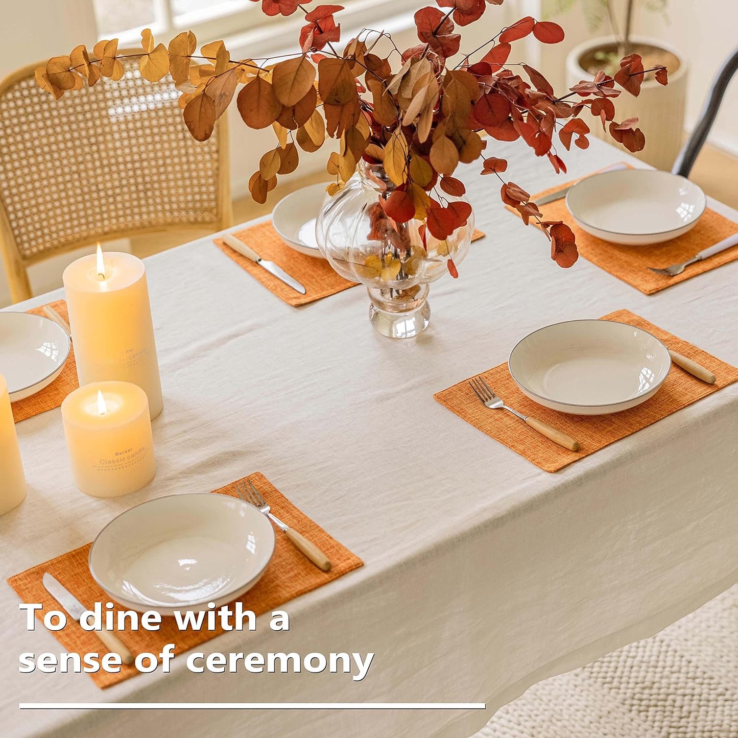 Home Brilliant Cloth Placemats Set of 8 Heat Resistant Dining Table Place Mats for Fall Kitchen