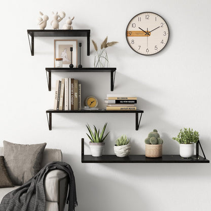 Fun Memories 20 Inch Floating Shelves for Wall, Black Bathroom Shelves Set of 2, 10 Inch Deep Wall