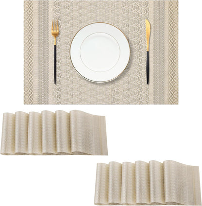 Leetaltree Stardust Yellow Placemats Set of 12 - Heat Resistant Non-Slip Place mats for Dining