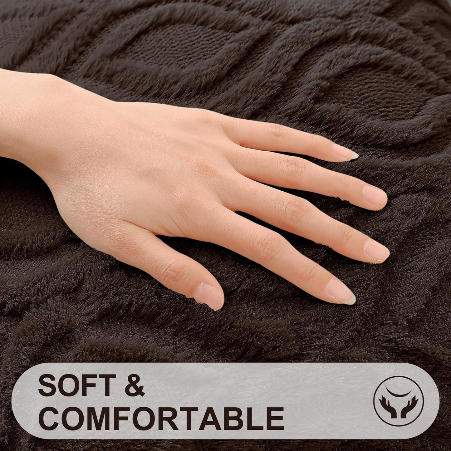 decorUhome Throw Pillow Covers 22x22 Inch Set of 2, Soft Plush Decorative Faux Fur Dark Brown Solid