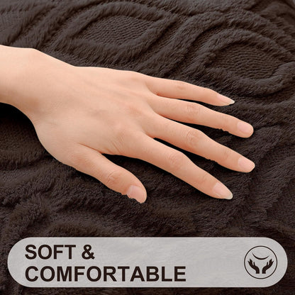 decorUhome Throw Pillow Covers 26x26 Inch Set of 2, Soft Plush Decorative Faux Fur Dark Brown Solid