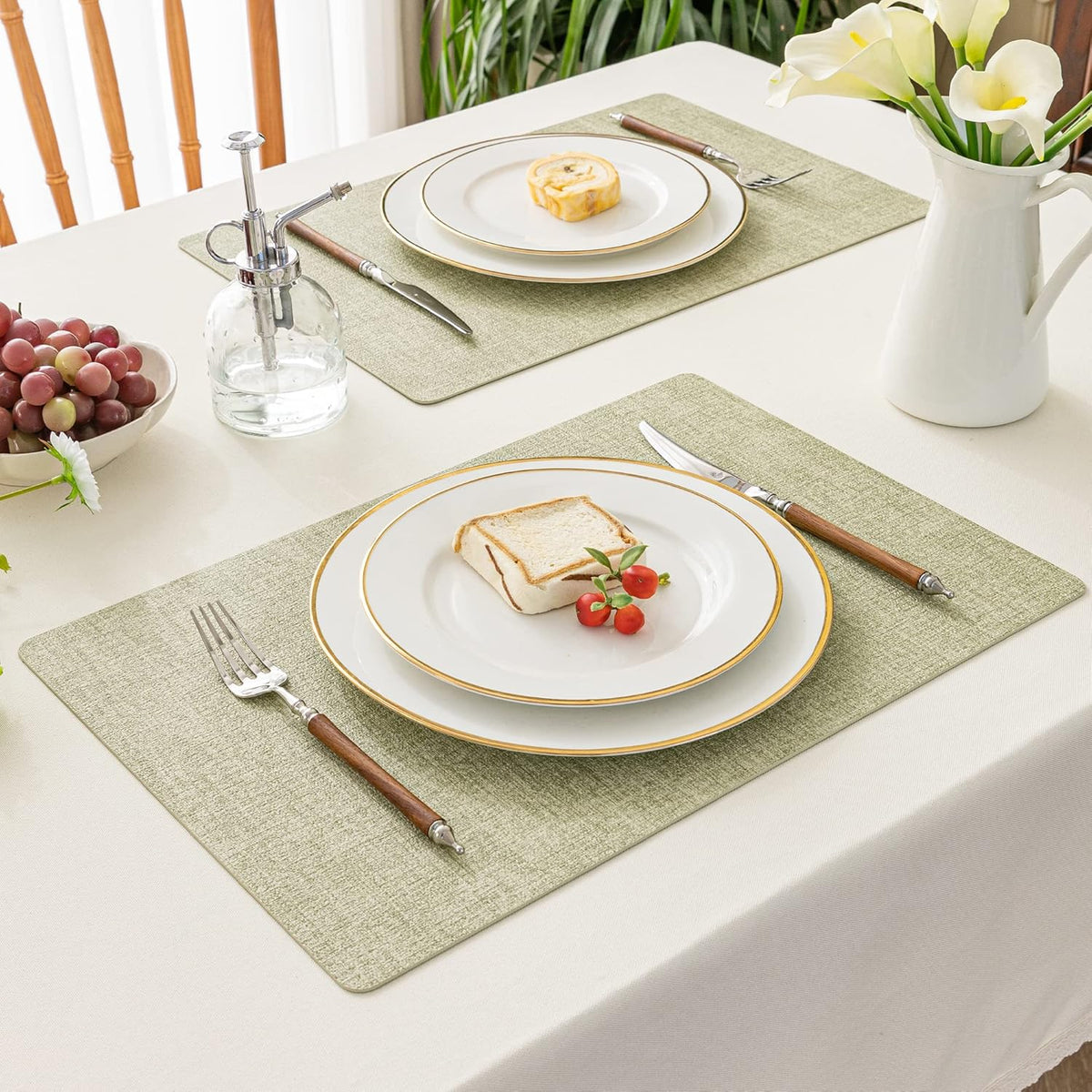 Romanstile Vinyl Placemats Set of 8-12 X 18 Inch - Heat Resistant Place Mats 100% Waterproof