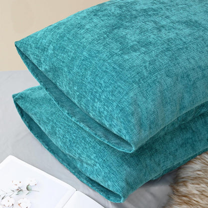 CaliTime Throw Pillow Covers Decorative 20 X 26 Inches Pack of 2 Cozy Chenille Standard Pillow