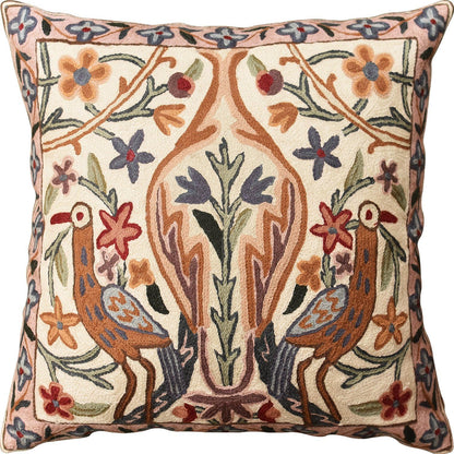 Tree of Life Pillow Cover - Crane Cream Floral Outdoor Pillows | Suzani Cushions | Modern Floral