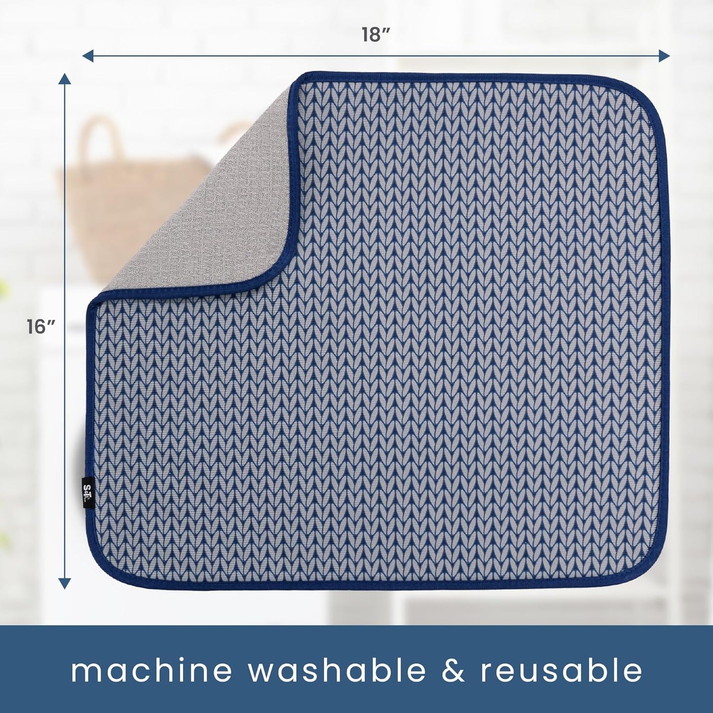S&T INC. Dish Drying Mat, 16” x 18”, Absorbent Microfiber Kitchen Counter Mat, Dish Drying Pad for