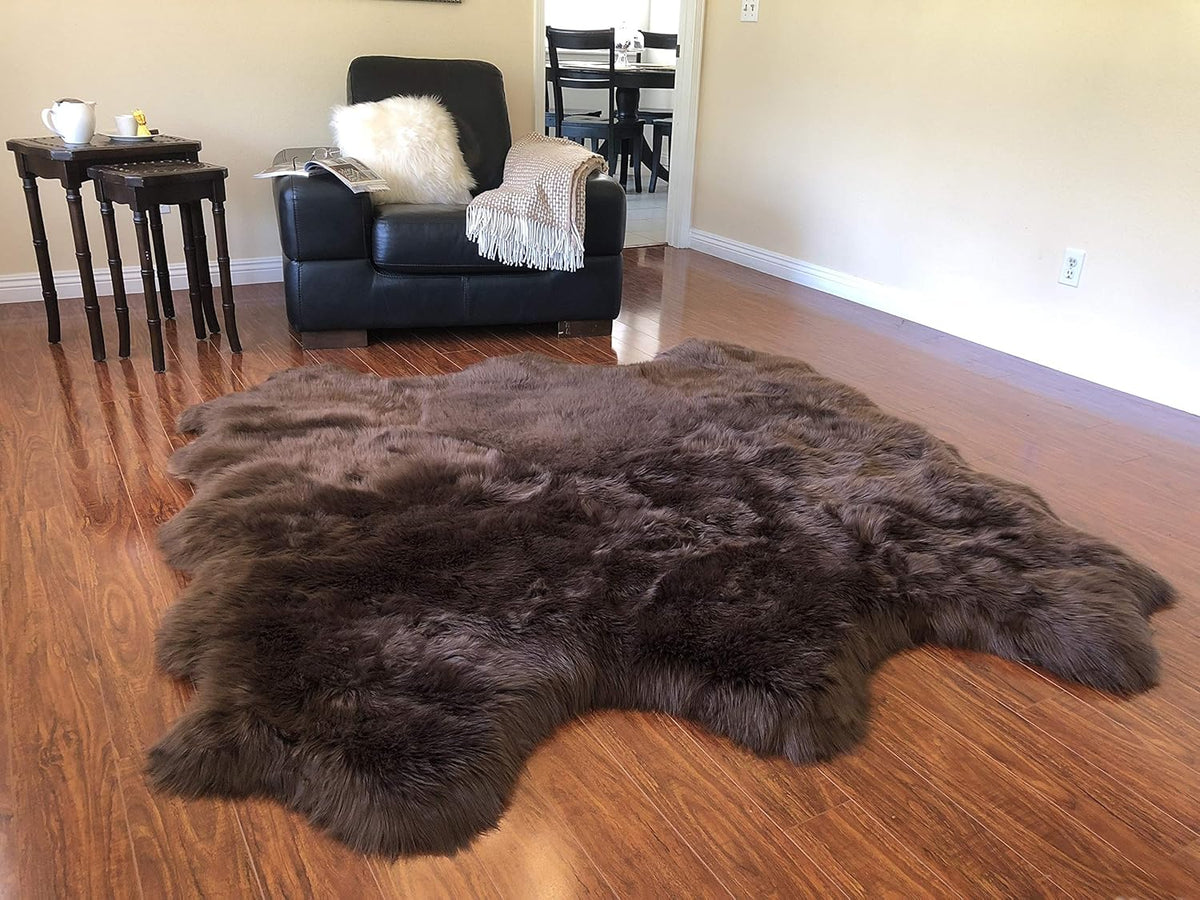 LAMBZY Faux Sheepskin Hypoallergenic Free Shape Silky Shag Rug, Luxury Shaggy Silky Plush Carpet