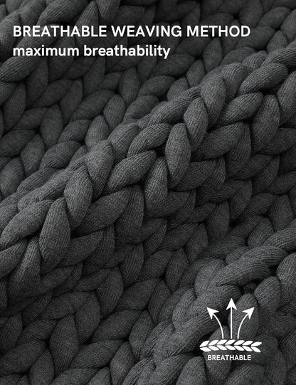 YnM Chunky Throw Blanket, Medium-Weight, Hand Knitted, Skin Friendly, Ventilated and Breathable