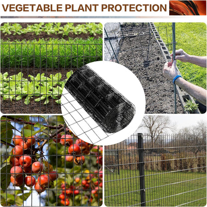 Tongmo 2 ft x 100 ft Black PVC Coated Welded Wire Fence, 16GA Garden Chicken Wire Fence Roll, Mesh