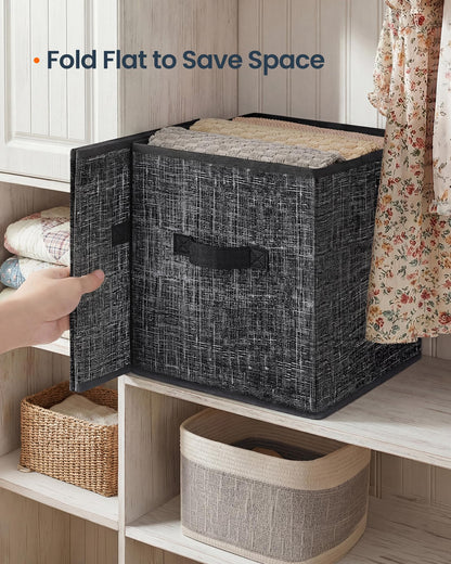 SONGMICS HOME Foldable Storage Cubes Set of 10, Fabric Shelf Organizer Bins with Handles, Closet